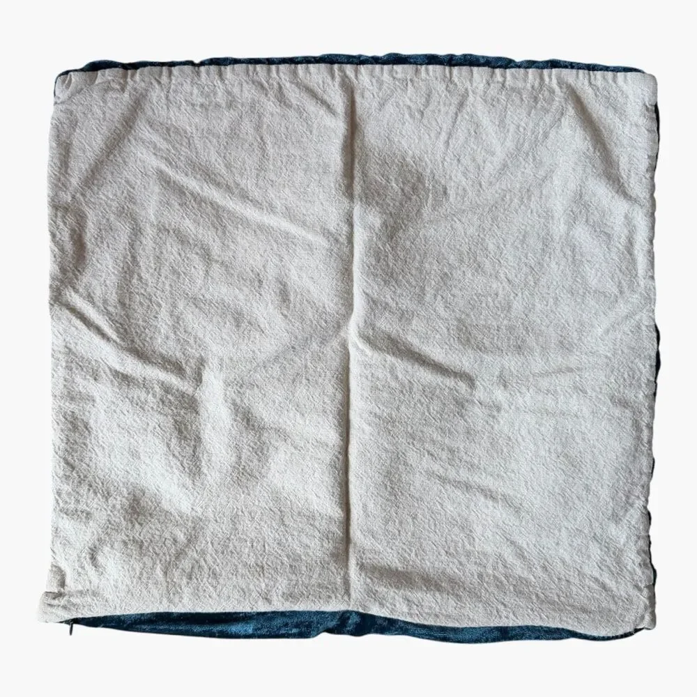 West Elm Set of 2 Teal Blue Velvet Pillow Covers 18x17 Decorative Accent Chic